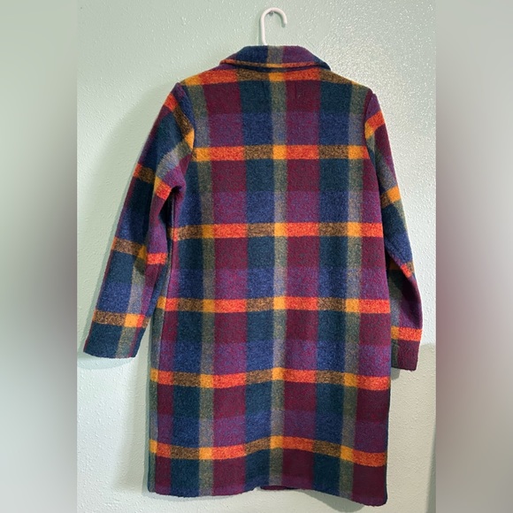 Rachel Zoe Multicolor Plaid Wool Blend Coat Size Small - Picture 3 of 6